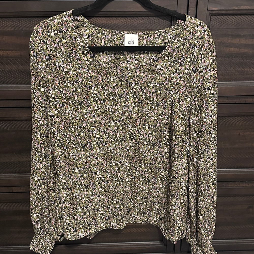 CAbi Floral Blouse - Green and Pink
